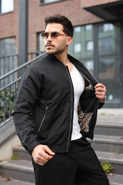 Erkek Regular Fit  Teknik Kumaş Mevsimlik Siyah Pilot  Mont