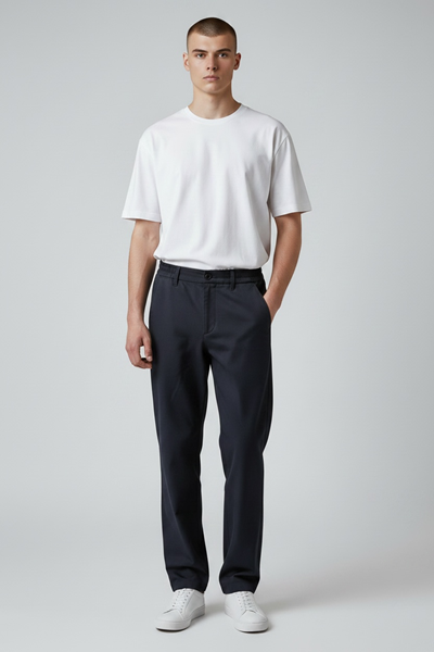  Erkek Lacivert Baggy Fit Rahat Kalıp Beli lastikli Pantolon 