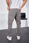  Erkek Gri Paçası Lastikli Jogger Kargo Cep pantolon  