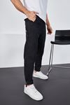  Erkek Siyah Baggy Fit Rahat Kalıp Paçası Lastikli Ve Cırtlı Pantolon