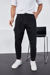  Erkek Siyah Baggy Fit Rahat Kalıp Paçası Lastikli Ve Cırtlı Pantolon
