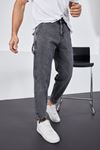  Erkek Antrasit Baggy Fit Rahat Kalıp Paçası Lastikli Ve Cırtlı Pantolon