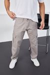  Erkek Gri Baggy Fit Rahat Kalıp Kargo Pantolon