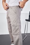  Erkek Gri Baggy Fit Rahat Kalıp Kargo Pantolon