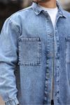Erkek Gömlek Model Oversize Denim Açık Mavi Ceket 
