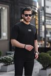 Siyah Oversize %100 Pamuk 16/1 Kalın Gramaj Baskılı Erkek T-Shirt 3012
