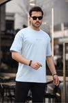 Turkuaz Oversize %100 Pamuk 16/1 Kalın Gramaj Enjeksiyon Baskılı Erkek T-Shirt 3005