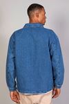 Мужская модель рубашки Oversize джинсовая темно-синяя куртка