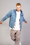 Oversize Buz Mavi Yıkama Modelli Erkek Fermuarlı Bomber Kot Ceket