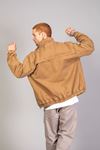 Oversize Taba Yıkamalı Modelli Erkek Fermuarlı Bomber Kot Ceket 