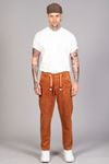  Erkek Camel Baggy Fit Rahat Kalıp Kadife Pantolon