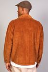 Erkek Camel Gömlek Model Oversize Pamuklu Kadife Ceket 