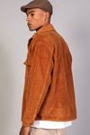 Erkek Camel Gömlek Model Oversize Pamuklu Kadife Ceket 