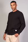  Erkek Yumuşacık Kumaşlı Regular Fit Yuvarlak Yakalı Kesik Siyah Sweatshirt