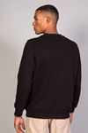  Erkek Yumuşacık Kumaşlı Regular Fit Yuvarlak Yakalı Kesik Siyah Sweatshirt