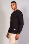  Erkek Yumuşacık Kumaşlı Regular Fit Yuvarlak Yakalı Kesik Siyah Sweatshirt