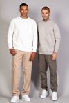  Erkek Yumuşacık Kumaşlı Regular Fit Yuvarlak Yakalı Kesik Gri Sweatshirt 