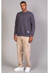  Erkek Yumuşacık Kumaşlı Regular Fit Yuvarlak Yakalı Kesik Antrasit Sweatshirt