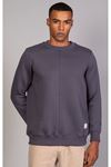  Erkek Yumuşacık Kumaşlı Regular Fit Yuvarlak Yakalı Kesik Antrasit Sweatshirt