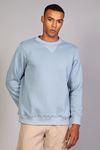 Erkek Yumuşacık Kumaşlı Regular Fit Yuvarlak Yakalı Mavi Sweatshirt