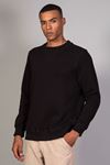  Erkek Yumuşacık Kumaşlı Regular Fit Yuvarlak Yakalı Siyah Sweatshirt 