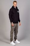  Erkek Regular Fit Kanguru Cep Baskılı Kapüşonlu Siyah Sweatshirt