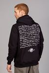  Erkek Regular Fit Kanguru Cep Baskılı Kapüşonlu Siyah Sweatshirt