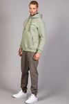  Erkek Regular Fit Kanguru Cep Baskılı Kapüşonlu Su Yeşili Sweatshirt 