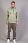  Erkek Regular Fit Kanguru Cep Baskılı Kapüşonlu Su Yeşili Sweatshirt 