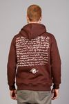  Erkek Regular Fit Kanguru Cep Baskılı Kapüşonlu Kahve Sweatshirt