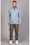  Erkek Regular Fit Fermuarlı Baskılı Mavi Sweatshirt 