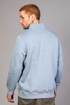  Erkek Regular Fit Fermuarlı Baskılı Mavi Sweatshirt 
