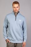  Erkek Regular Fit Fermuarlı Baskılı Mavi Sweatshirt 
