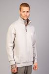 Erkek Regular Fit Fermuarlı Baskılı Gri Sweatshirt 