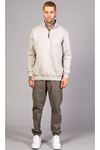  Erkek Regular Fit Fermuarlı Baskılı Gri Sweatshirt 
