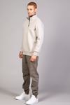  Erkek Regular Fit Fermuarlı Baskılı Gri Sweatshirt 