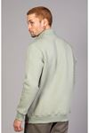 Erkek Regular Fit Fermuarlı Baskılı Su Yeşili Sweatshirt 