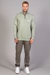  Erkek Regular Fit Fermuarlı Baskılı Su Yeşili Sweatshirt 
