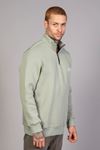  Erkek Regular Fit Fermuarlı Baskılı Su Yeşili Sweatshirt 