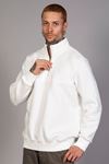  Erkek Regular Fit Yarım Fermuarlı Dik Yaka Ekru Sweatshirt 
