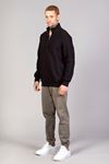  Erkek Regular Fit Yarım Fermuarlı Dik Yaka Siyah Sweatshirt 