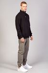  Erkek Regular Fit Yarım Fermuarlı Dik Yaka Siyah Sweatshirt 