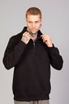  Erkek Regular Fit Yarım Fermuarlı Dik Yaka Siyah Sweatshirt 