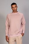  Erkek Yumuşacık Kumaşlı Regular Fit Yuvarlak Yakalı Yan Fitilli Pudra Sweatshirt