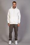  Erkek Regular Fit Kanguru Cepli Kapüşonlu Ekru Sweatshirt 