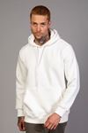  Erkek Regular Fit Kanguru Cepli Kapüşonlu Ekru Sweatshirt 