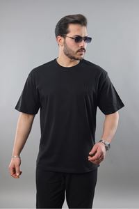Erkek Siyah Oversize Fit Baskılı Tişört 