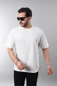 Erkek Beyaz Oversize Fit Baskılı Tişört