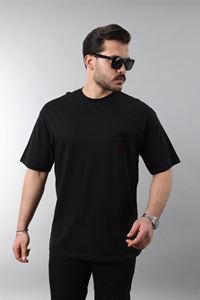 Erkek Siyahz Oversize Fit Baskılı Tişört