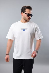 Erkek Beyaz Oversize Fit Baskılı Tişört